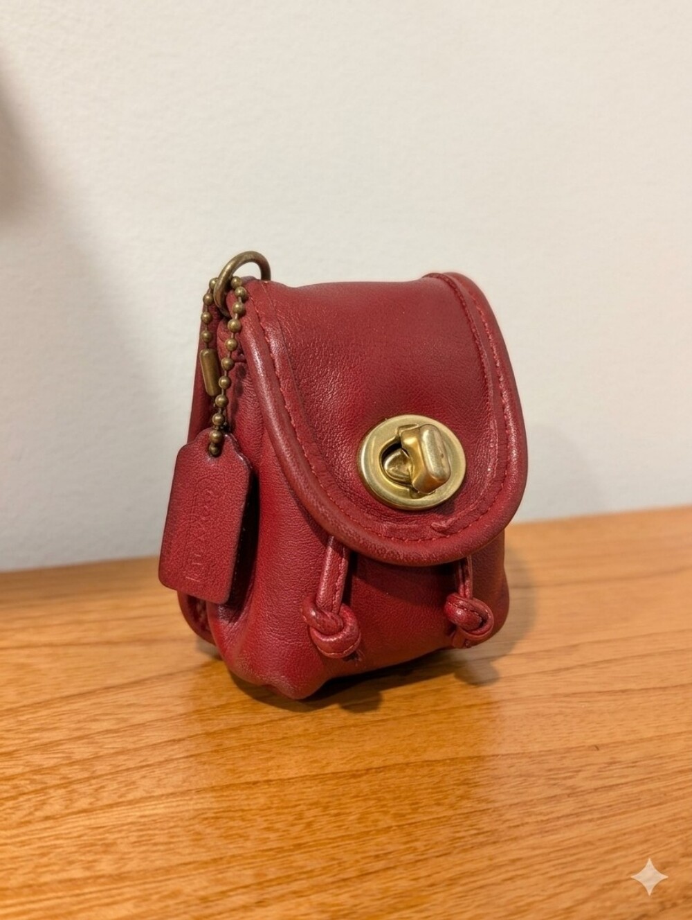 Vintage Coach Red Leather Keyring